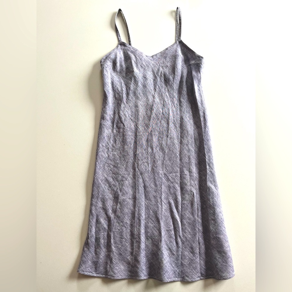 Loup Charmant linen slip dress in a heathery blue/lavendar (photos are accurate)